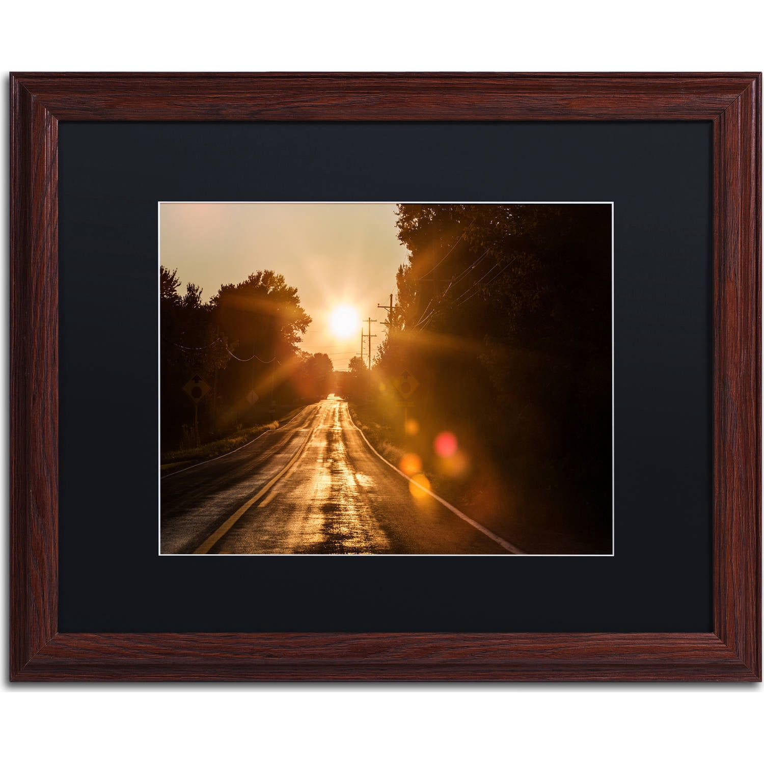 Trademark Fine Art "Sun Soaked Road" Canvas Art by Jason Shaffer, Black Matte, Wood Frame