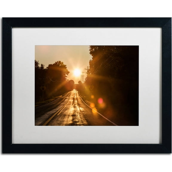 Trademark Fine Art "Sun Soaked Road" Canvas Art by Jason Shaffer, White Matte, Black Frame