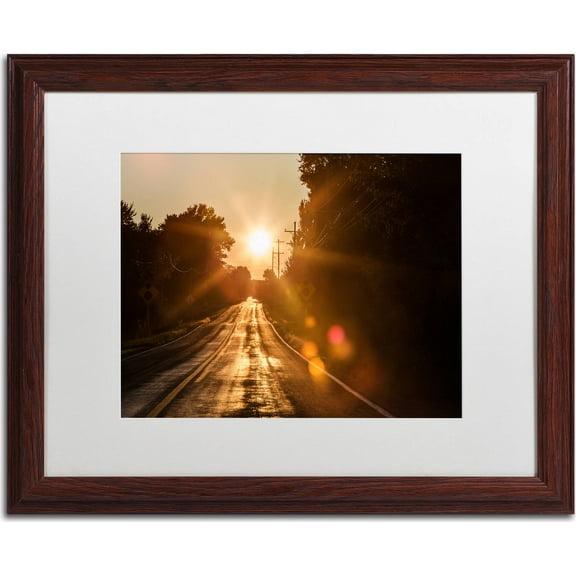 Trademark Fine Art "Sun Soaked Road" Canvas Art by Jason Shaffer, White Matte, Wood Frame