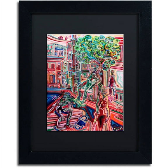 Trademark Fine Art "Sunday Skate" Canvas Art by Josh Byer, Black Matte, Black Frame