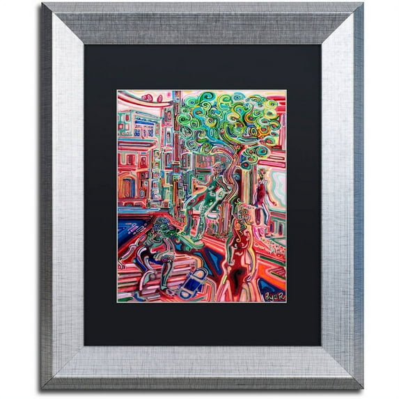 Trademark Fine Art "Sunday Skate" Canvas Art by Josh Byer, Black Matte, Silver Frame