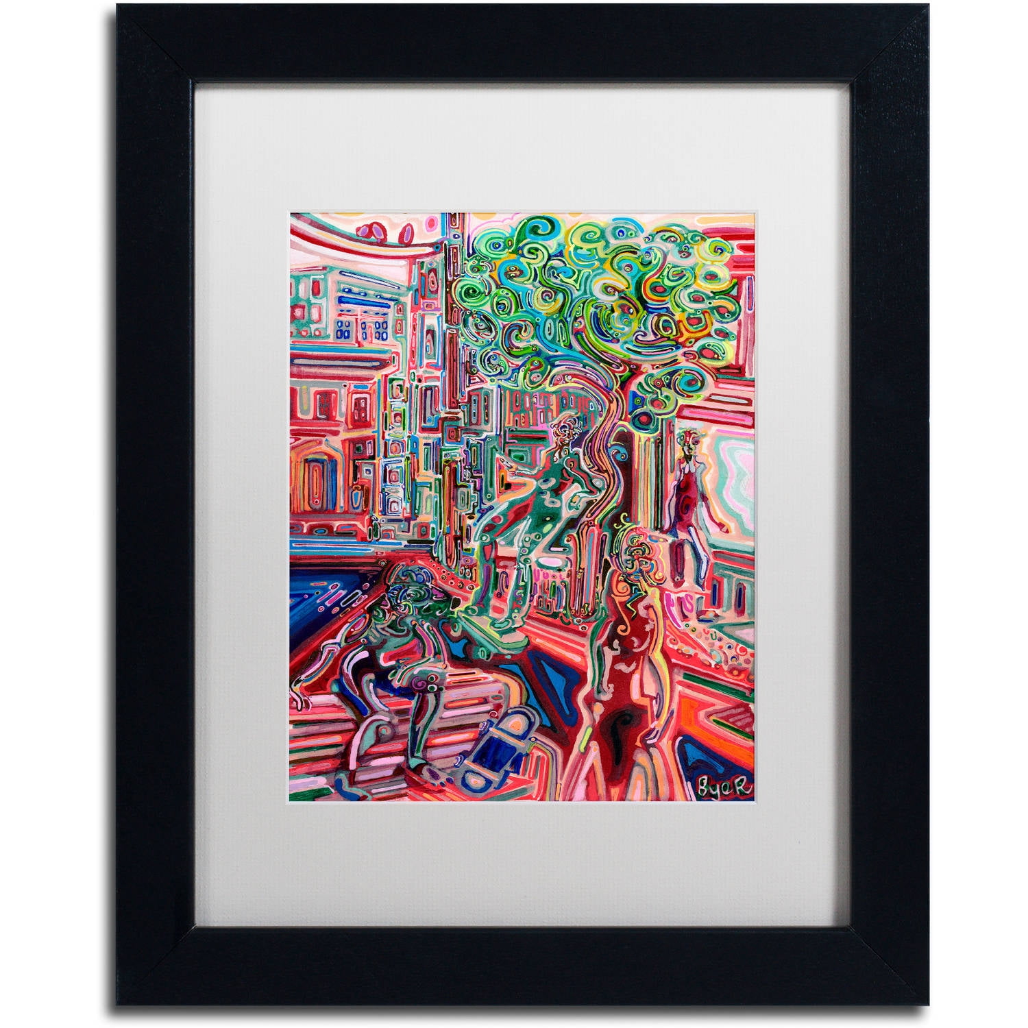 Trademark Fine Art "Sunday Skate" Canvas Art by Josh Byer, White Matte, Black Frame