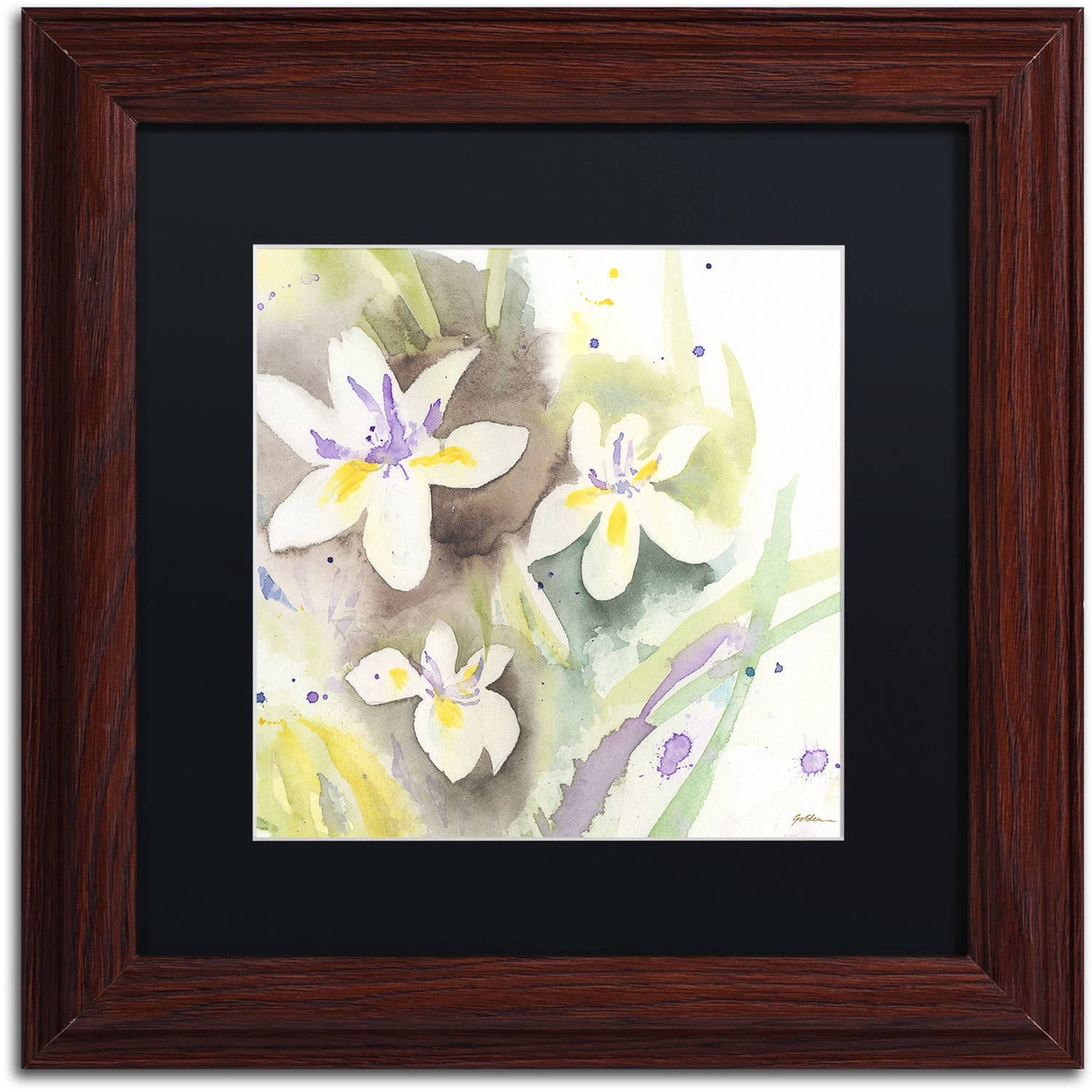 Trademark Fine Art "Sunflower Blossom Bouquet" Canvas Art by Sheila Golden Black Matte, Wood Frame