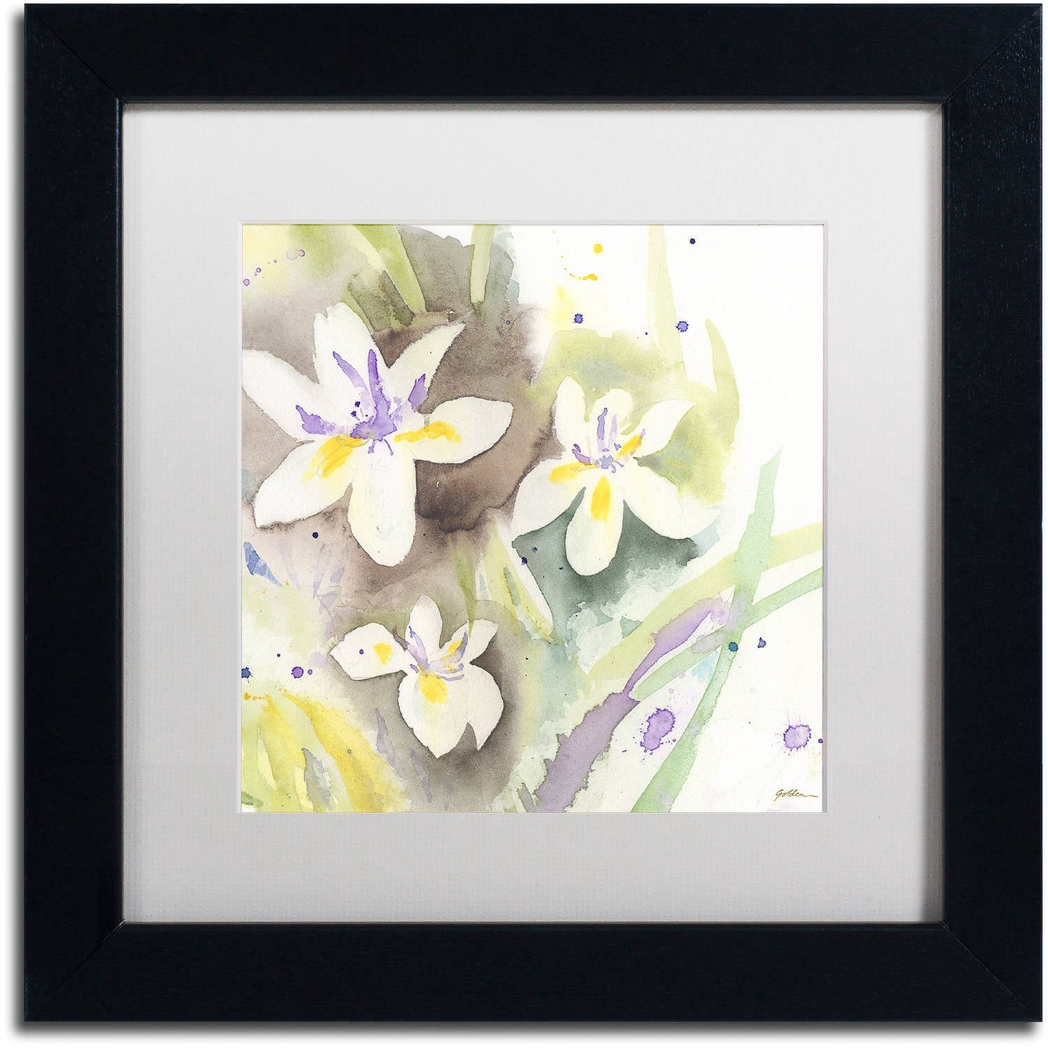 Trademark Fine Art "Sunflower Blossom Bouquet" Canvas Art by Sheila Golden White Matte, Black Frame