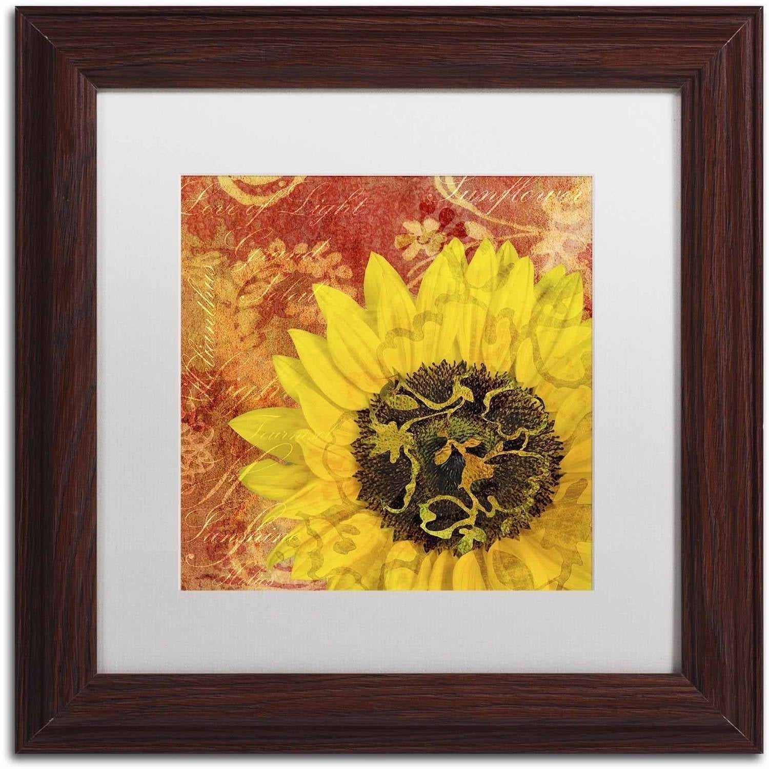 Trademark Fine Art 'Sunflower - Love of Light' Canvas Art by Cora Niele, White Matte, Wood Frame