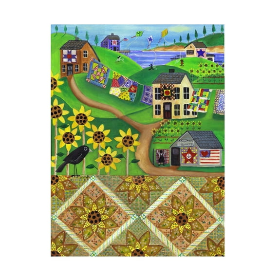 Trademark Fine Art 'Sunflower Quilt Farm' Canvas Art by Cheryl Bartley