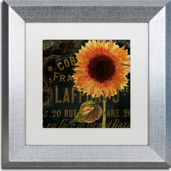 Trademark Fine Art "Sunflower Salon II" Canvas Art by Color Bakery, White Matte, Silver Frame