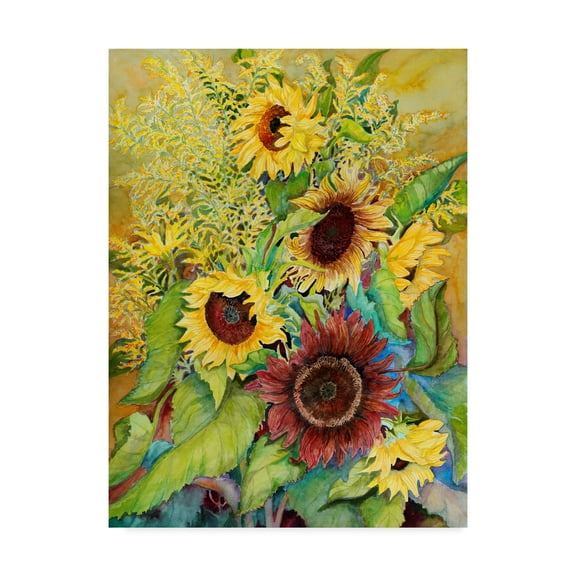 Trademark Fine Art 'Sunflowers And Goldenrods' Canvas Art by Joanne Porter