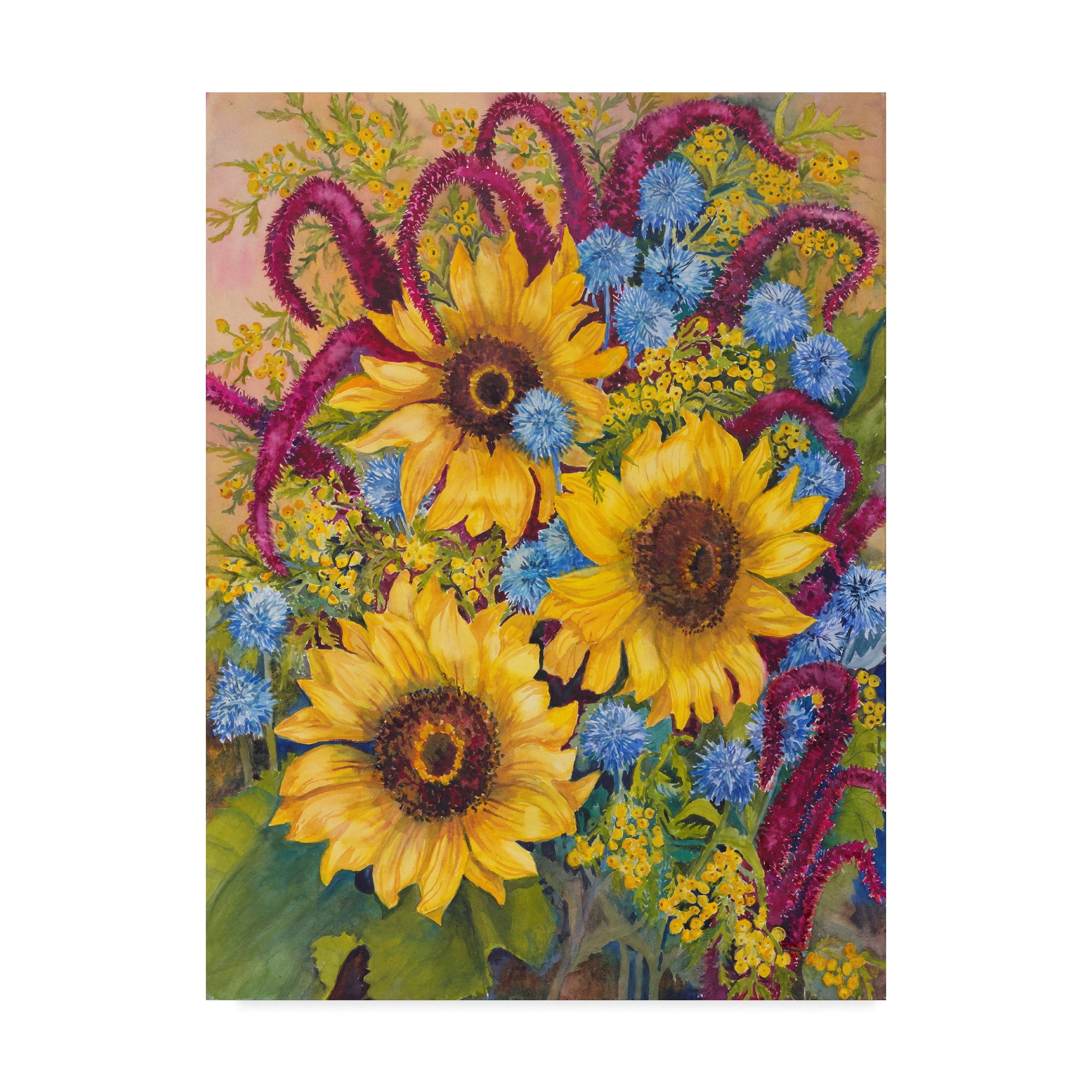 Trademark Fine Art 'Sunflowers And Thistles' Canvas Art by Joanne Porter