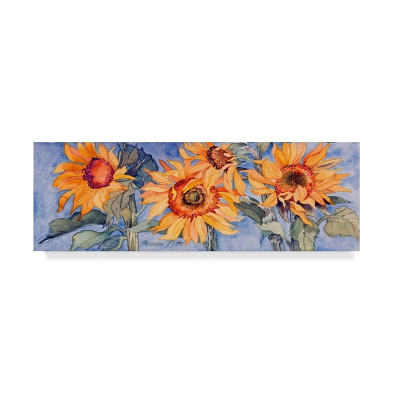 Trademark Fine Art 'Sunflowers Over Blue' Canvas Art by Sharon Pitts
