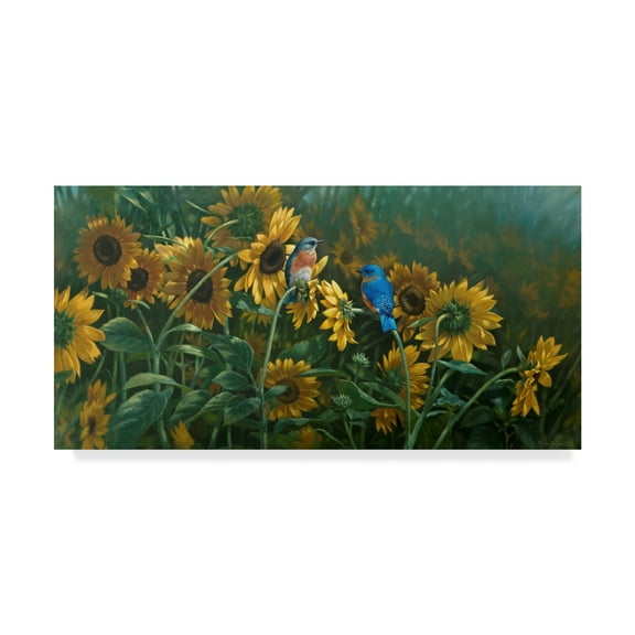 Trademark Fine Art 'Sunflowers Patch Birds' Canvas Art by Michael Jackson