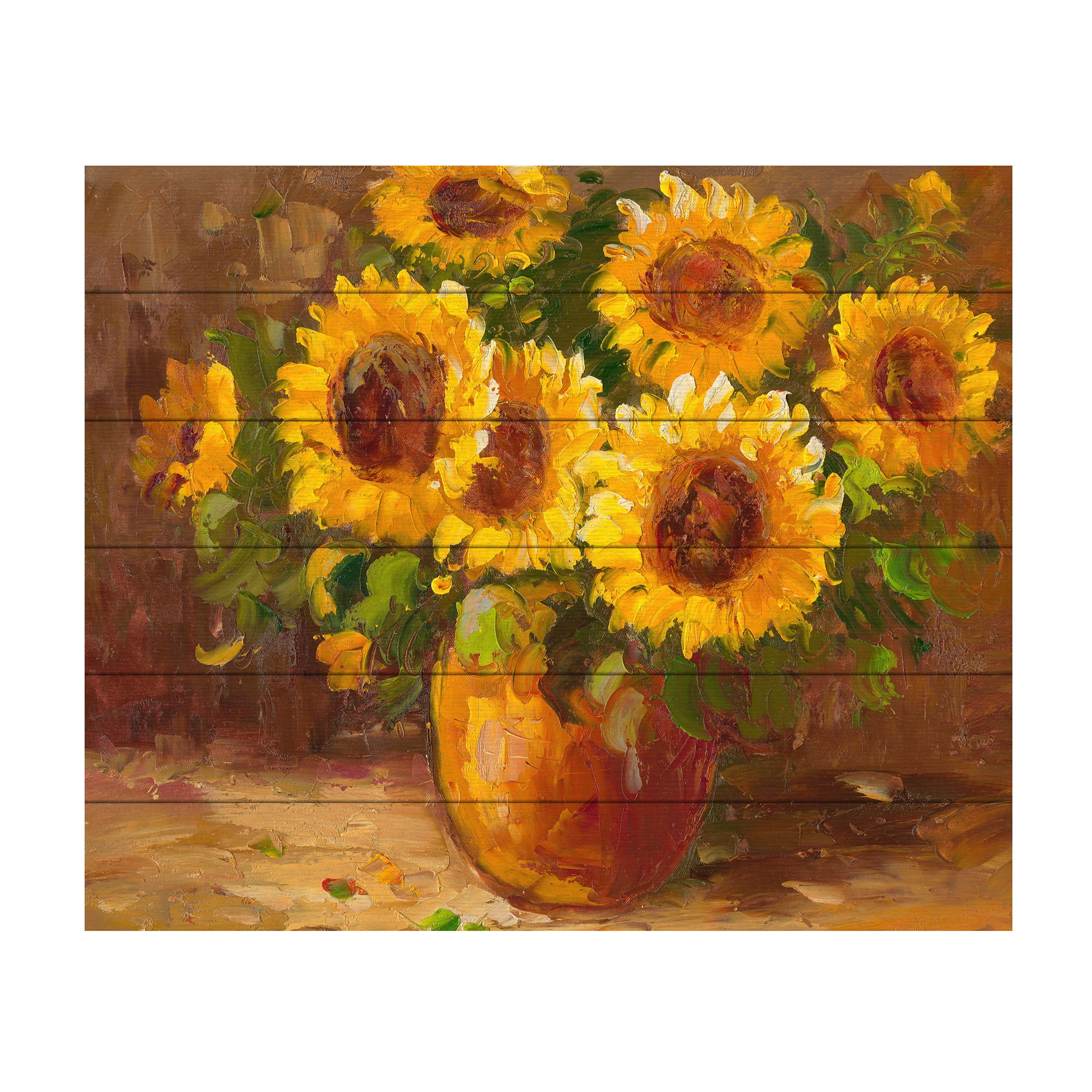 Trademark Fine Art 'Sunflowers Still Life' Wooden Wall Art Art by Rio