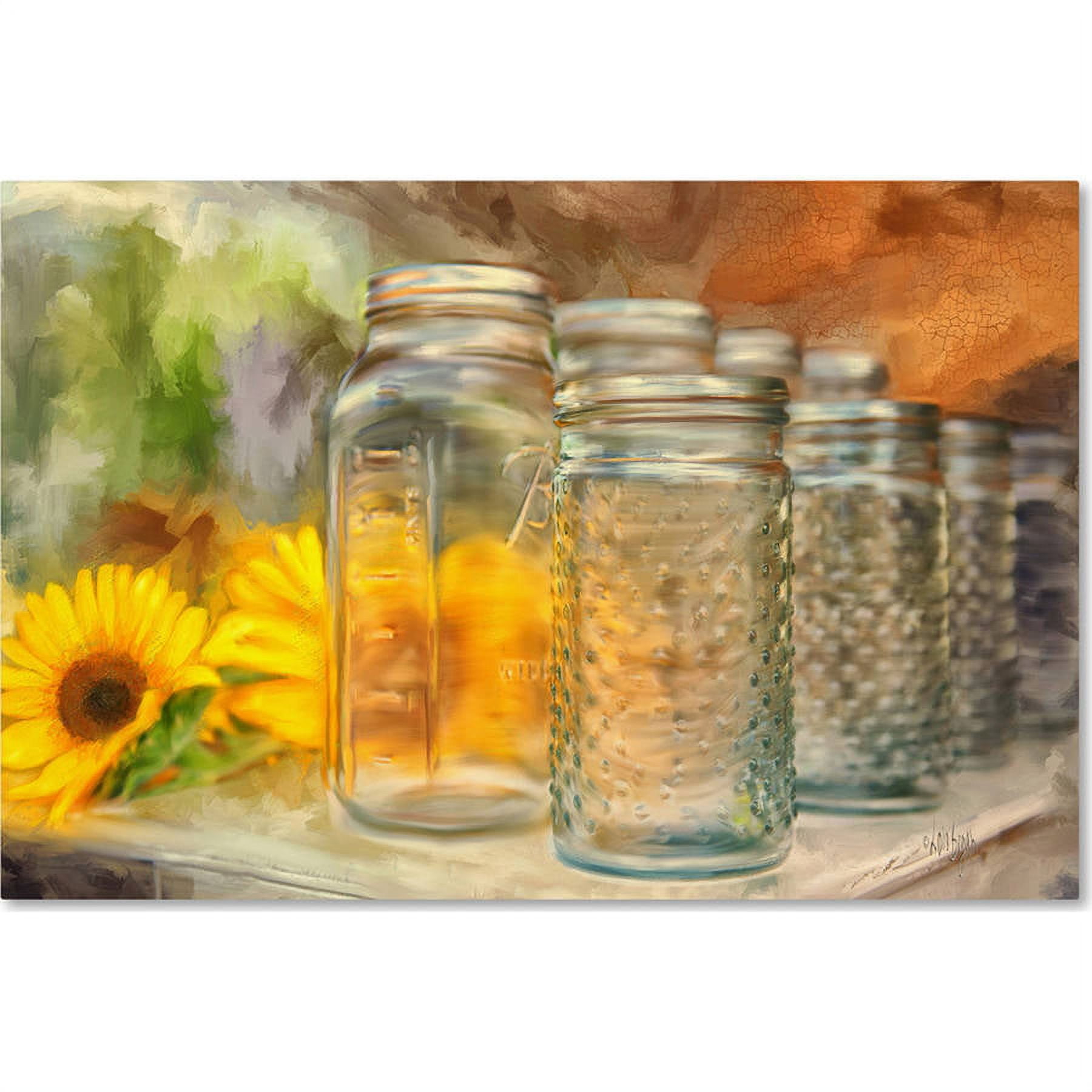 Trademark Fine Art "Sunflowers and Jars" Canvas Art by Lois Bryan