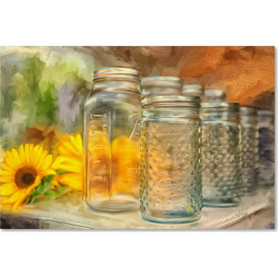 Trademark Fine Art "Sunflowers and Jars" Canvas Art by Lois Bryan