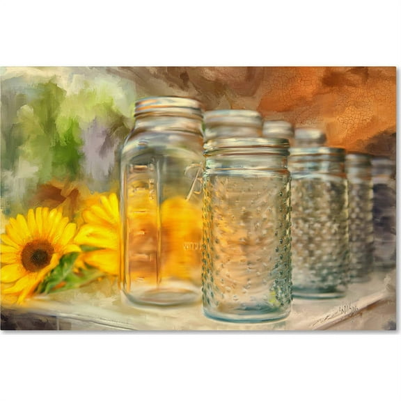 Trademark Fine Art "Sunflowers and Jars" Canvas Art by Lois Bryan