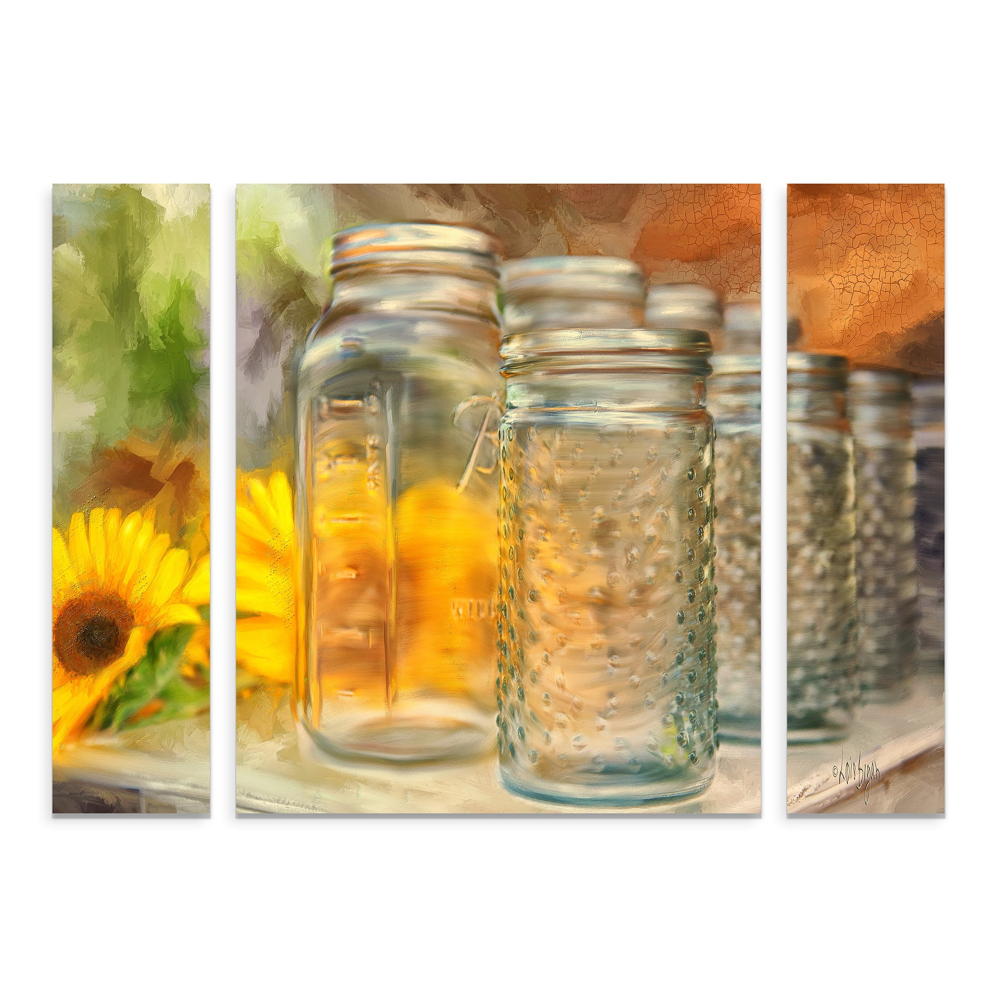 Trademark Fine Art 'Sunflowers and Jars' Multi-Panel Canvas Art Set by Lois Bryan