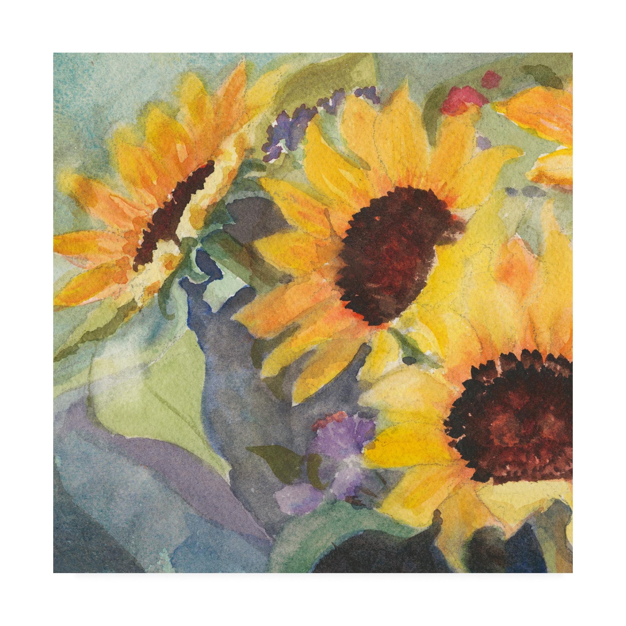 Trademark Fine Art 'Sunflowers in Watercolor I' Canvas Art by Sandra Iafrate