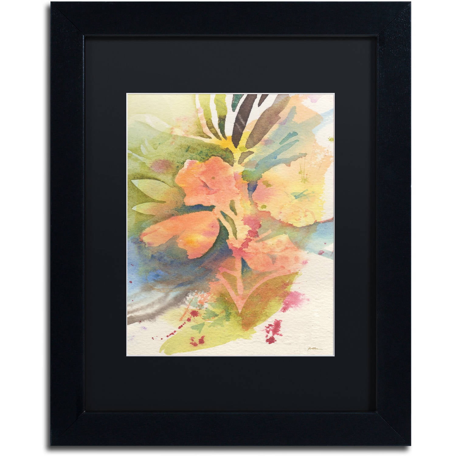 Trademark Fine Art "Sunlight Blossoming" Canvas Art by Sheila Golden Black Matte, Black Frame