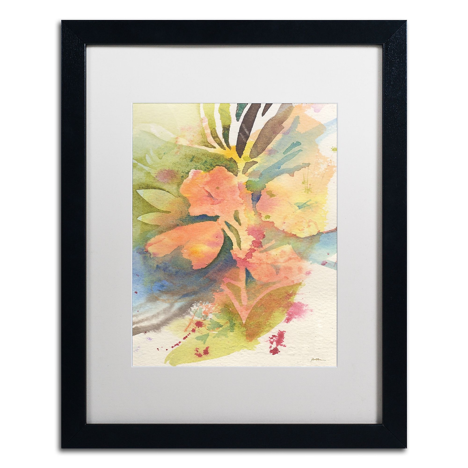 Trademark Fine Art ''Sunlight Blossoming'' by Sheila Golden 16" x 20" White Matted Black Frame