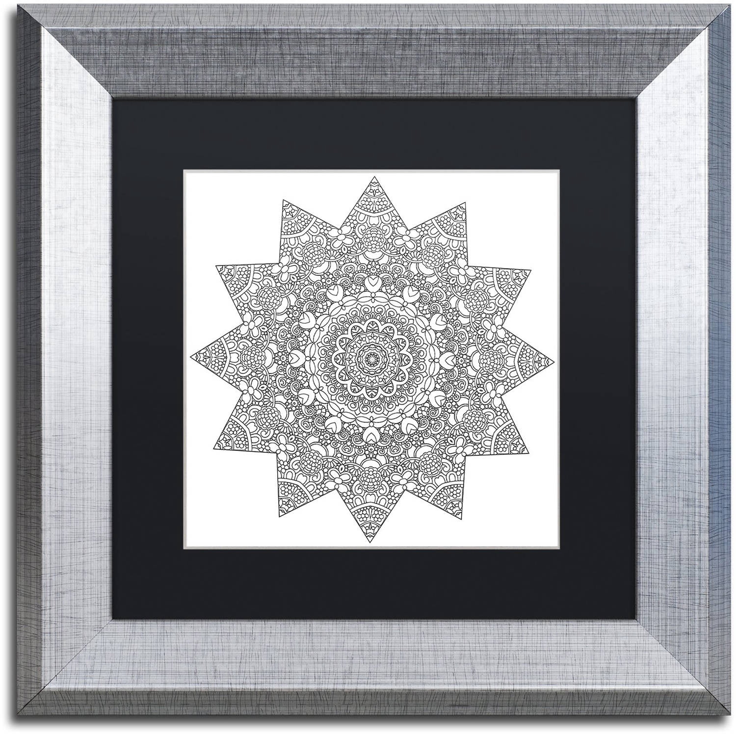 Trademark Fine Art "Sunny Day Mandala" Canvas Art by Kathy G. Ahrens, Black Matte, Silver Frame