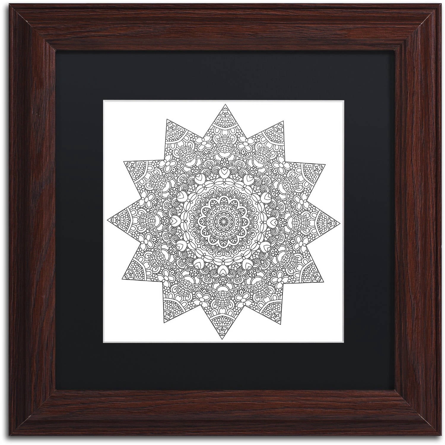 Trademark Fine Art "Sunny Day Mandala" Canvas Art by Kathy G. Ahrens, Black Matte, Wood Frame