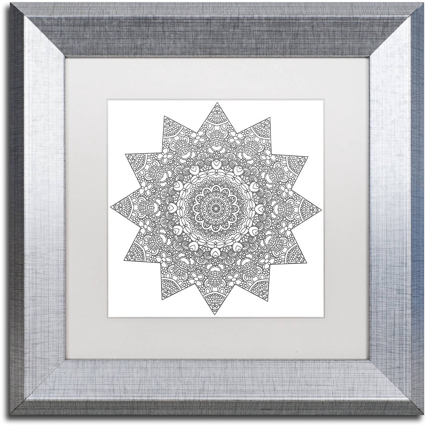 Trademark Fine Art "Sunny Day Mandala" Canvas Art by Kathy G. Ahrens, White Matte, Silver Frame