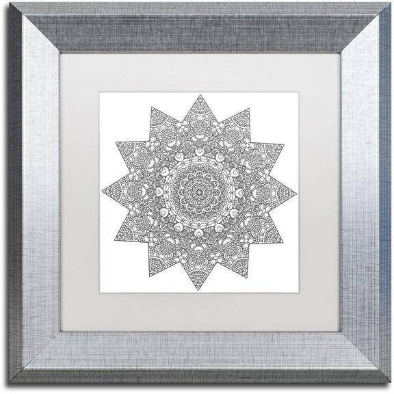 Trademark Fine Art "Sunny Day Mandala" Canvas Art by Kathy G. Ahrens, White Matte, Silver Frame