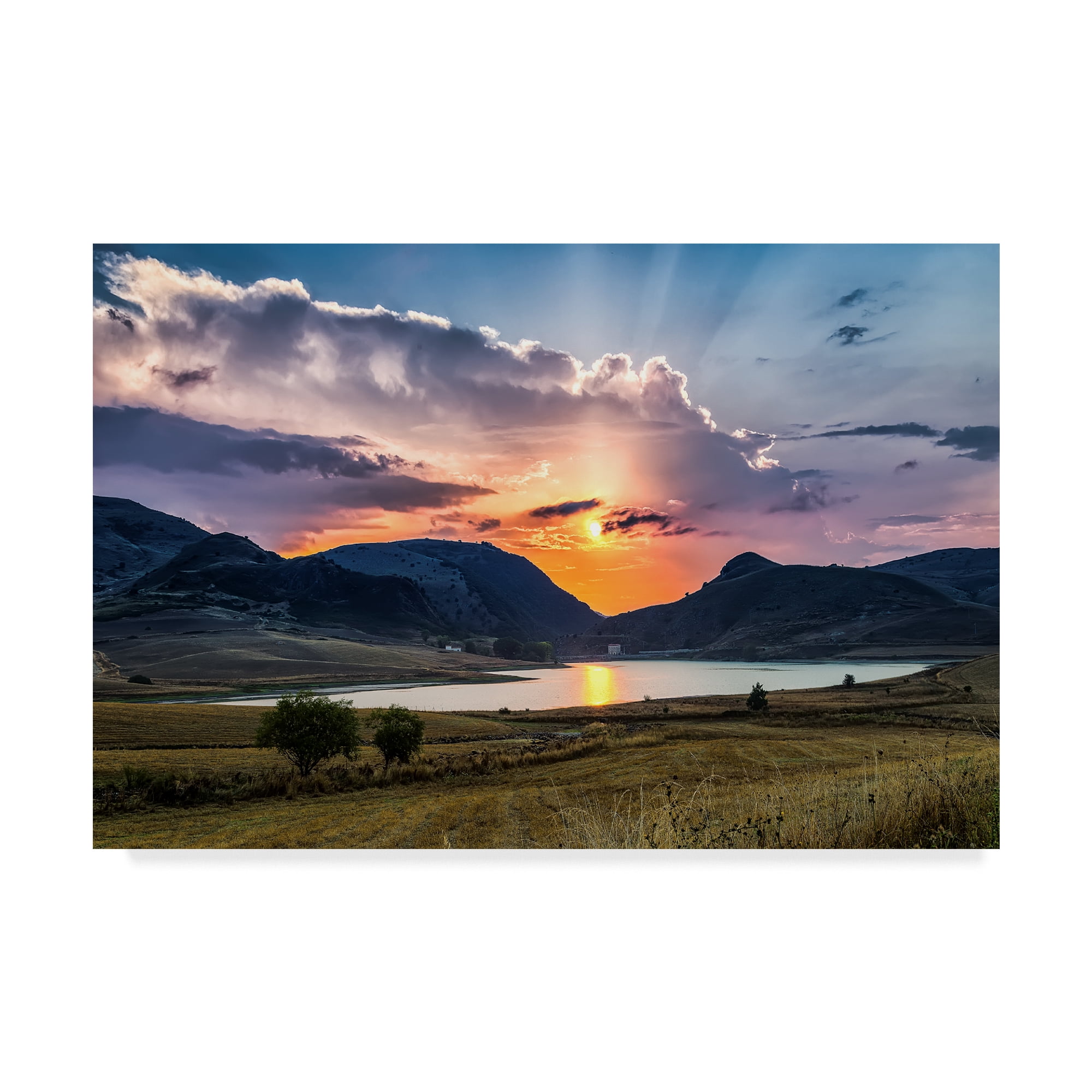 Trademark Fine Art 'Sunrays Over Mountains' Canvas Art by Giuseppe Torre