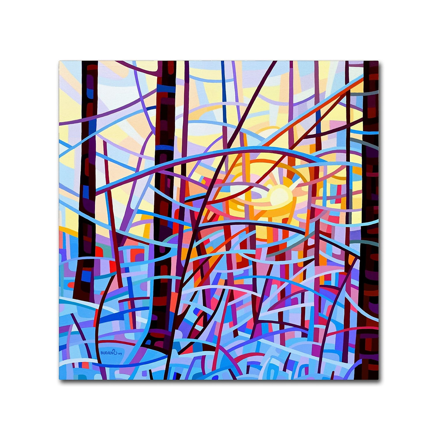 Vibrant Sunrise Abstract Landscape Canvas Art, 14 x 14