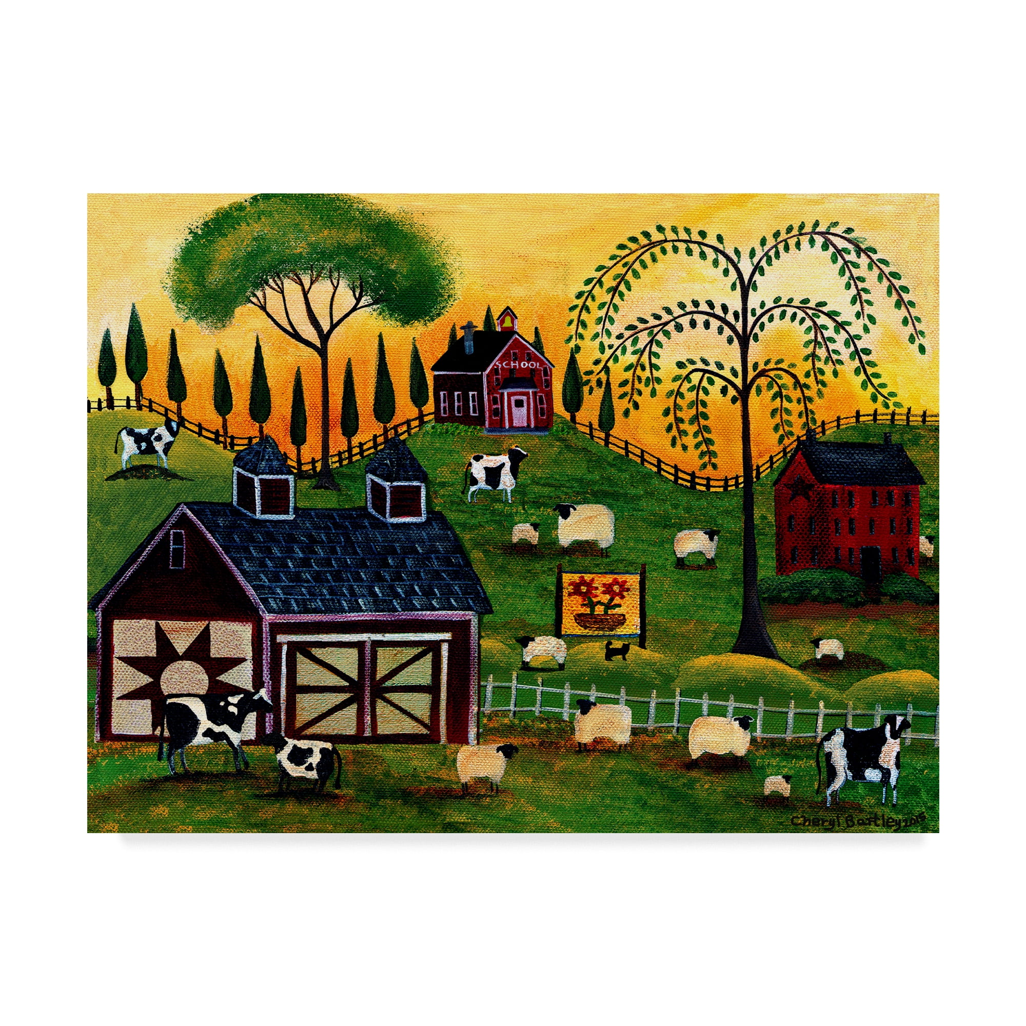 Trademark Fine Art 'Sunrise Pastures' Canvas Art by Cheryl Bartley