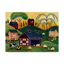 Trademark Fine Art 'Sunrise Red Quilt Barn' Canvas Art by Cheryl Bartley