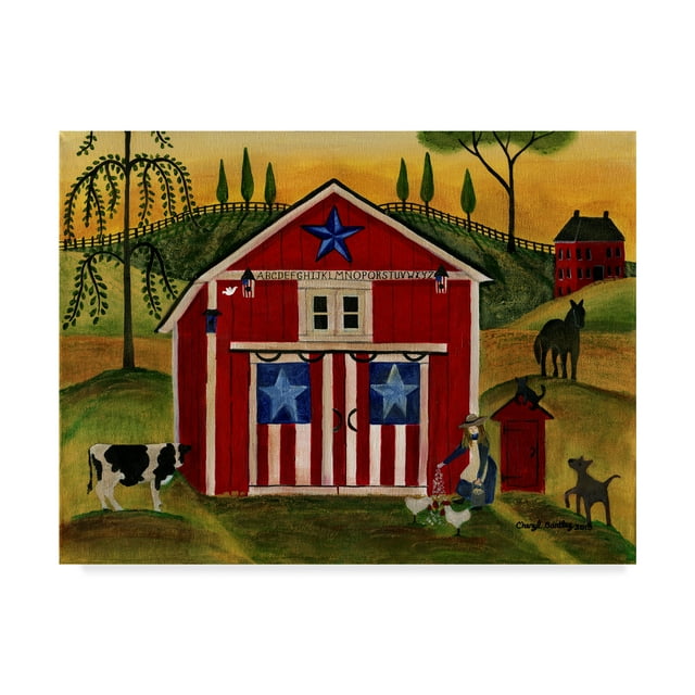 Trademark Fine Art 'Sunrise Red White Blue Barn' Canvas Art by Cheryl