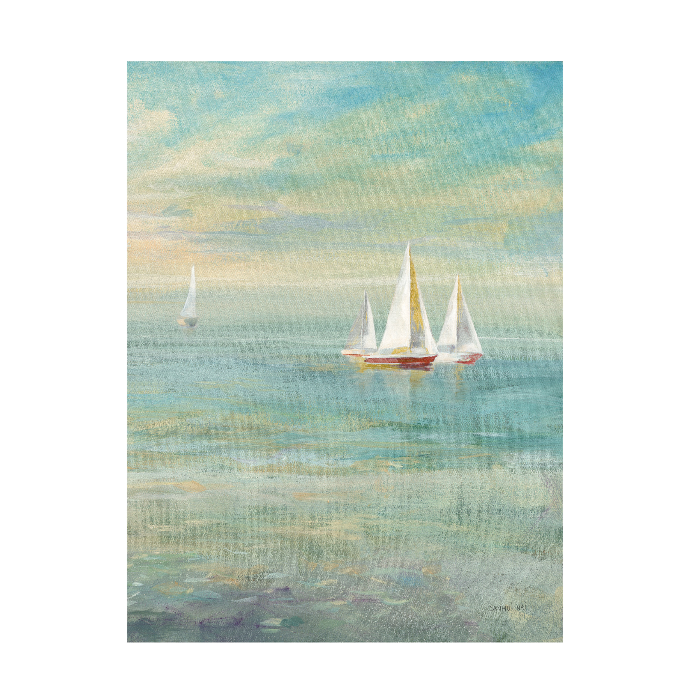 Trademark Fine Art 'Sunrise Sailboats II Nautical' Canvas Art by Danhui Nai