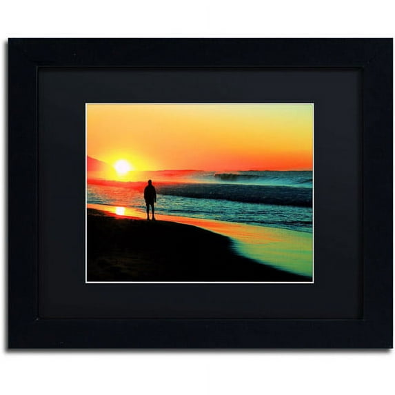 Trademark Fine Art "Sunrise Walking" Canvas Art by Beata Czyzowska Young, Black Matte, Black Frame