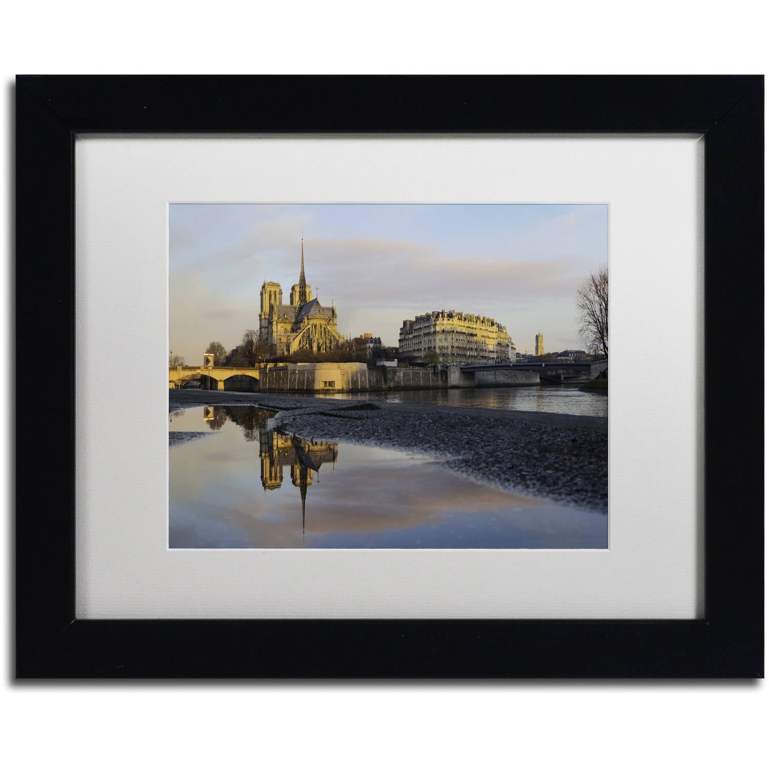 Trademark Fine Art "Sunrise in Notre Dame de Paris" Canvas Art by Mathieu Rivrin, White Matte, Black Frame