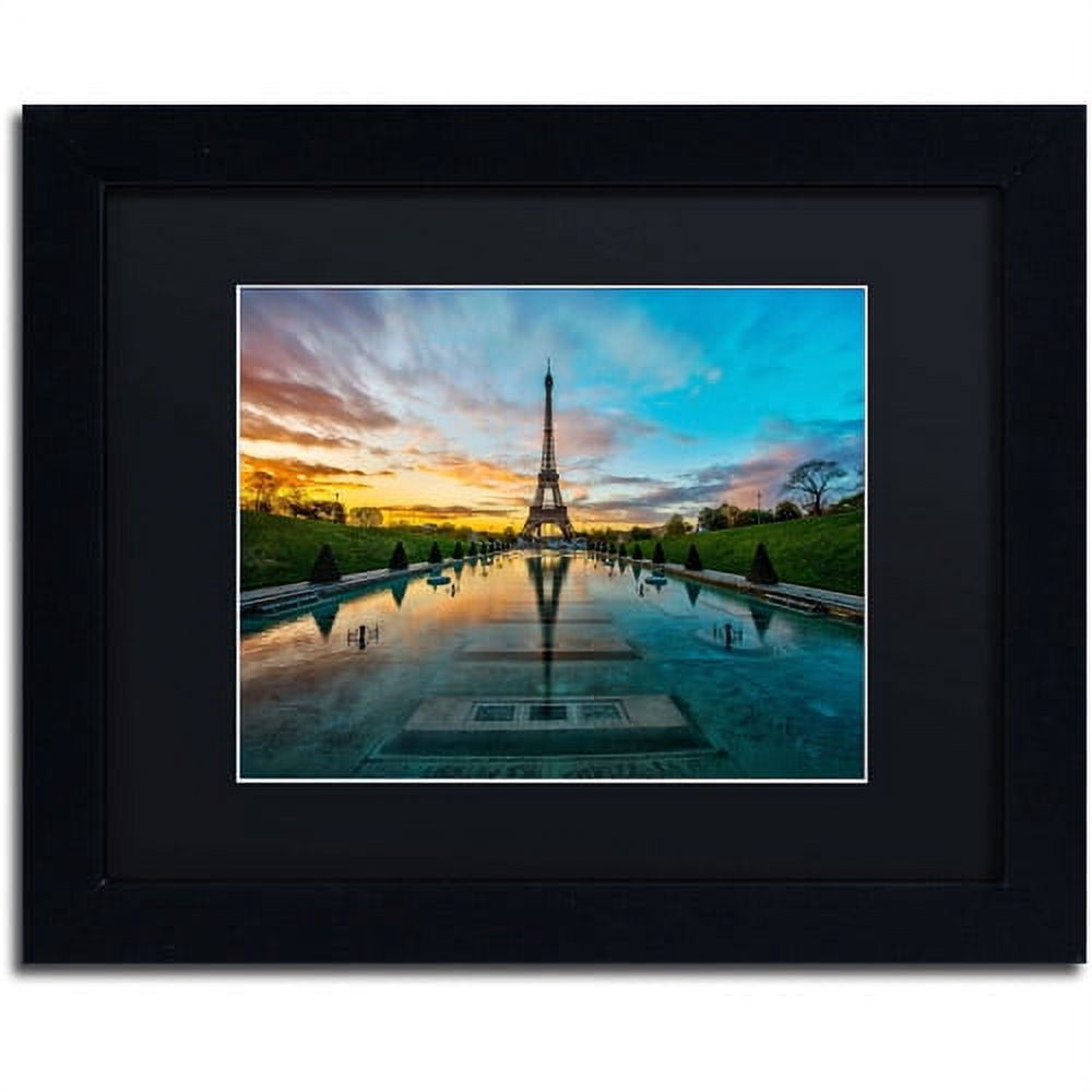 Trademark Fine Art "Sunrise in Paris" Canvas Art by Mathieu Rivrin, Black Matte, Black Frame