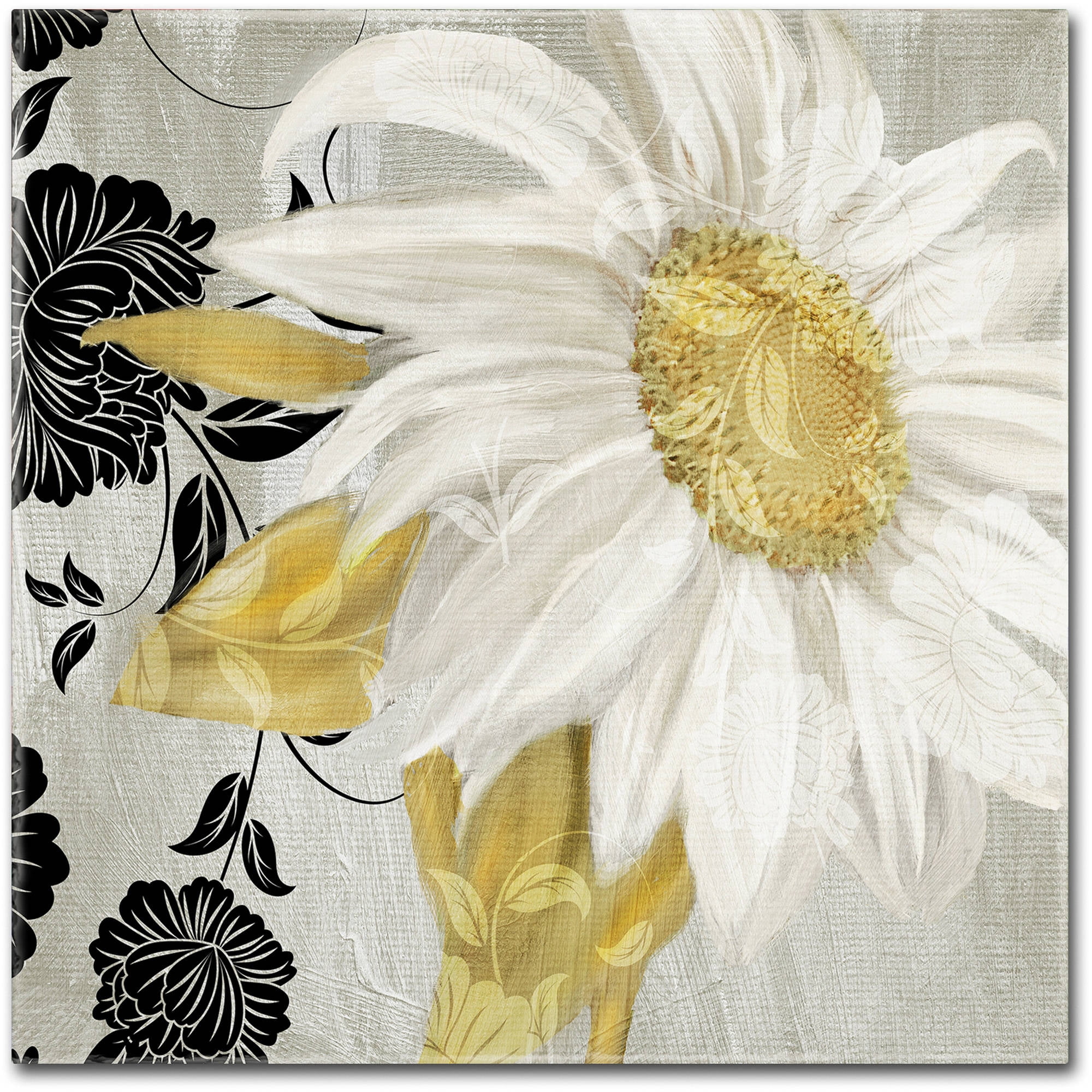 18" x 18" White and Yellow Floral Canvas Art