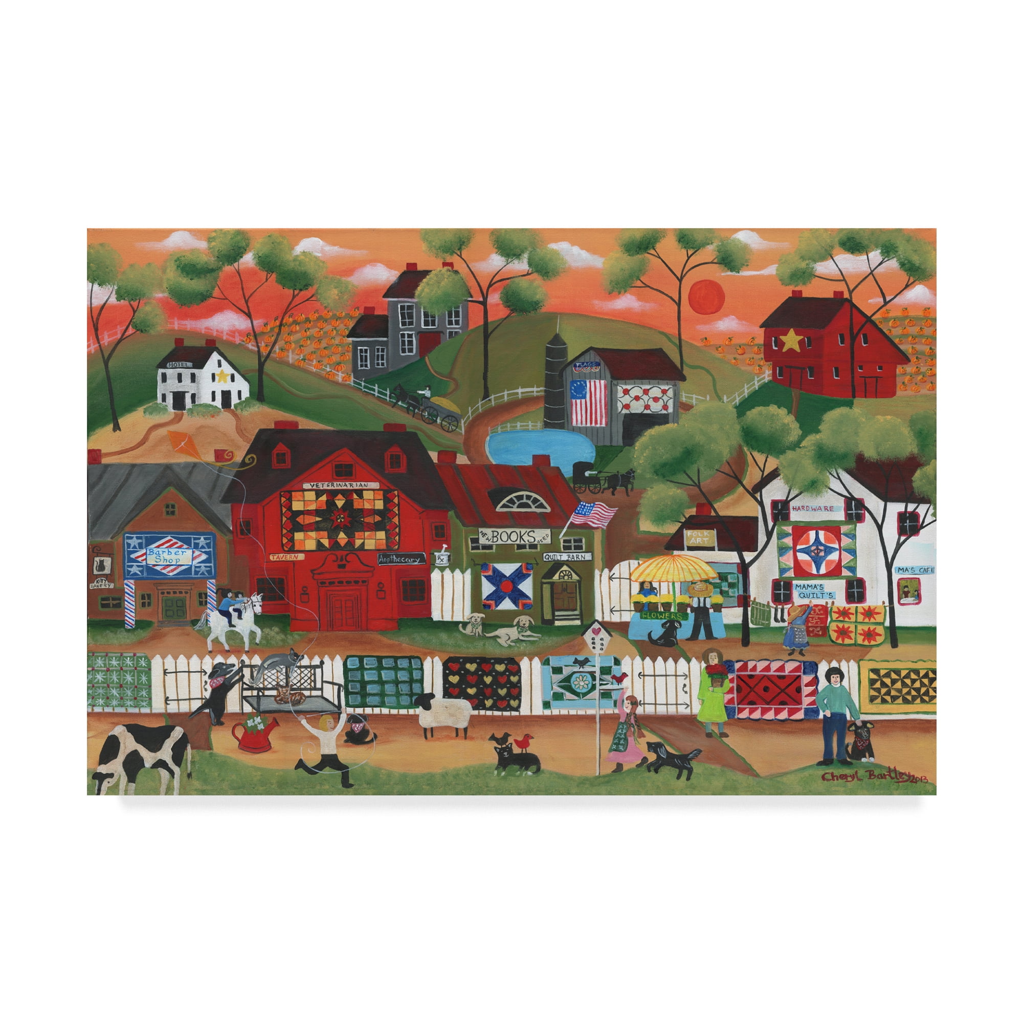 Trademark Fine Art 'Sunset At Old Country Village' Canvas Art by Cheryl Bartley