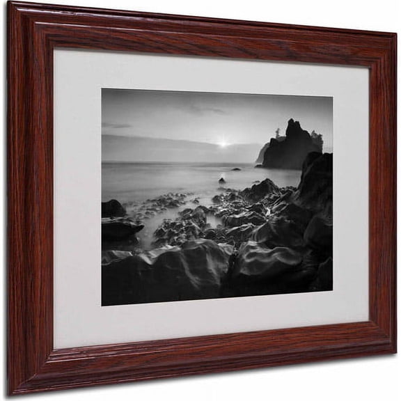 Trademark Fine Art "Sunset At Ruby Beach" Matted Framed Art by Moises Levy, Wood Frame