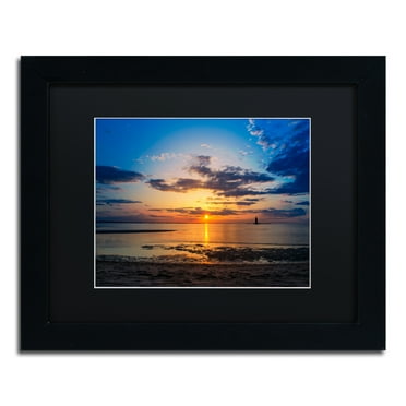 Trademark Fine Art 'Sunset Breakwater Lighthouse' Black Framed Art by PIPA Fine Art