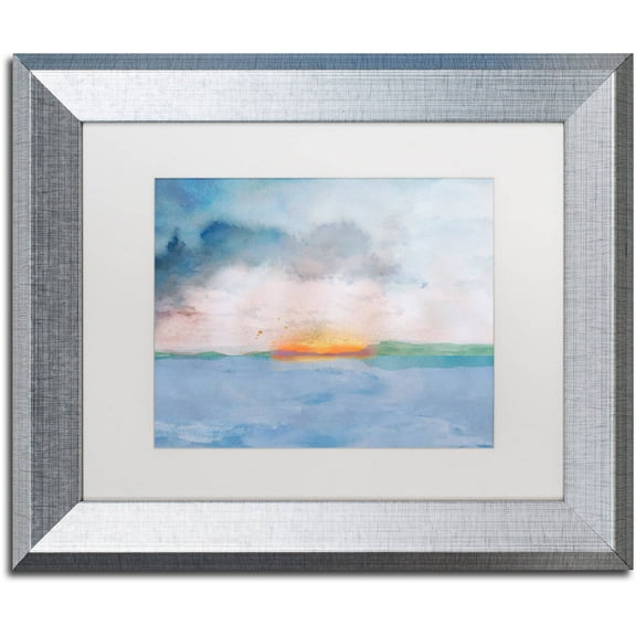 Trademark Fine Art "Sunset" Canvas Art by Lisa Powell Braun, White Matte, Silver Frame