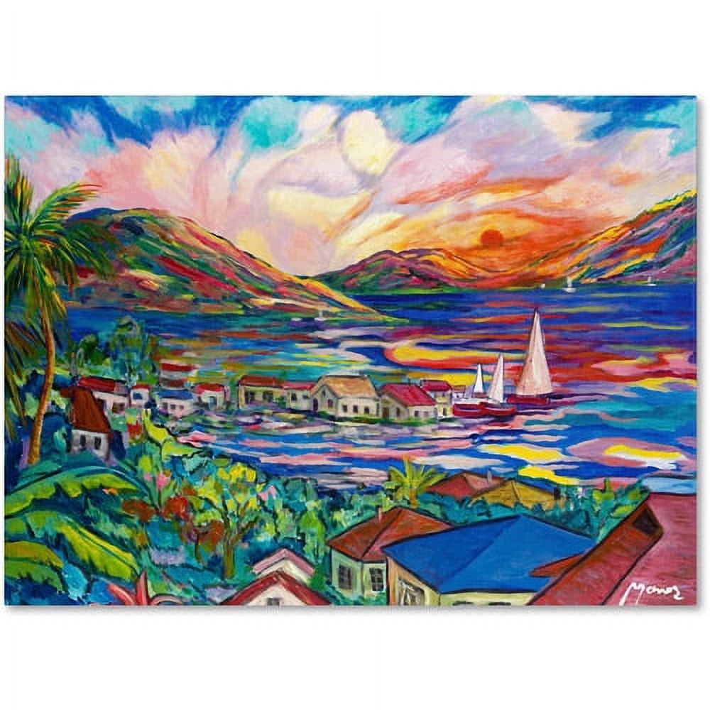 Vibrant Tropical Sunset Canvas Art by Manor Shadian, 35 x 47