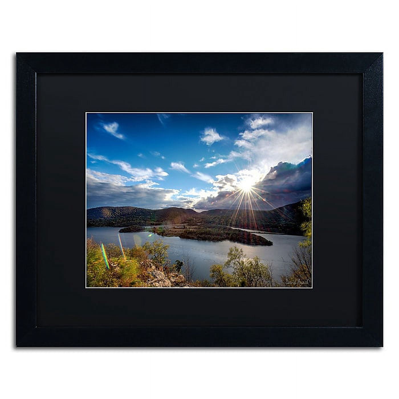 Trademark Fine Art "Sunset Over the Hudson" Canvas Art by David Ayash Black Matte, Black Frame