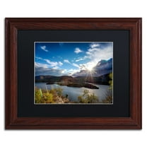 Trademark Fine Art "Sunset Over the Hudson" Canvas Art by David Ayash Black Matte, Wood Frame