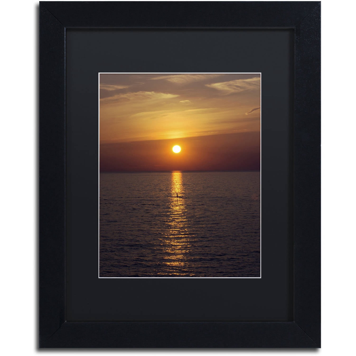 Trademark Fine Art "Sunset Paddleboard" Canvas Art by Kurt Shaffer, Black Matte, Black Frame