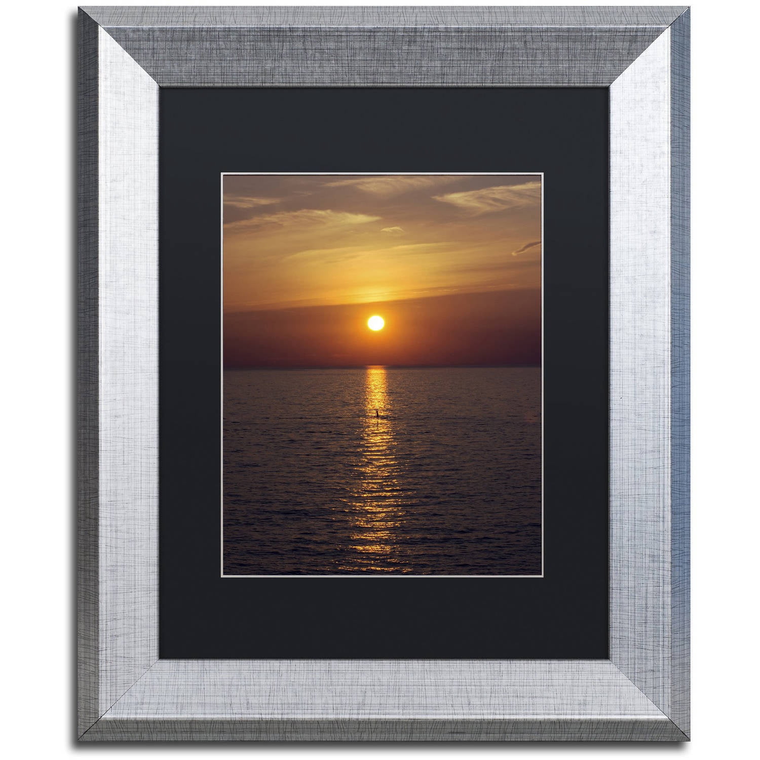 Trademark Fine Art 'Sunset Paddleboard' Canvas Art by Kurt Shaffer Black Matte, Silver Frame