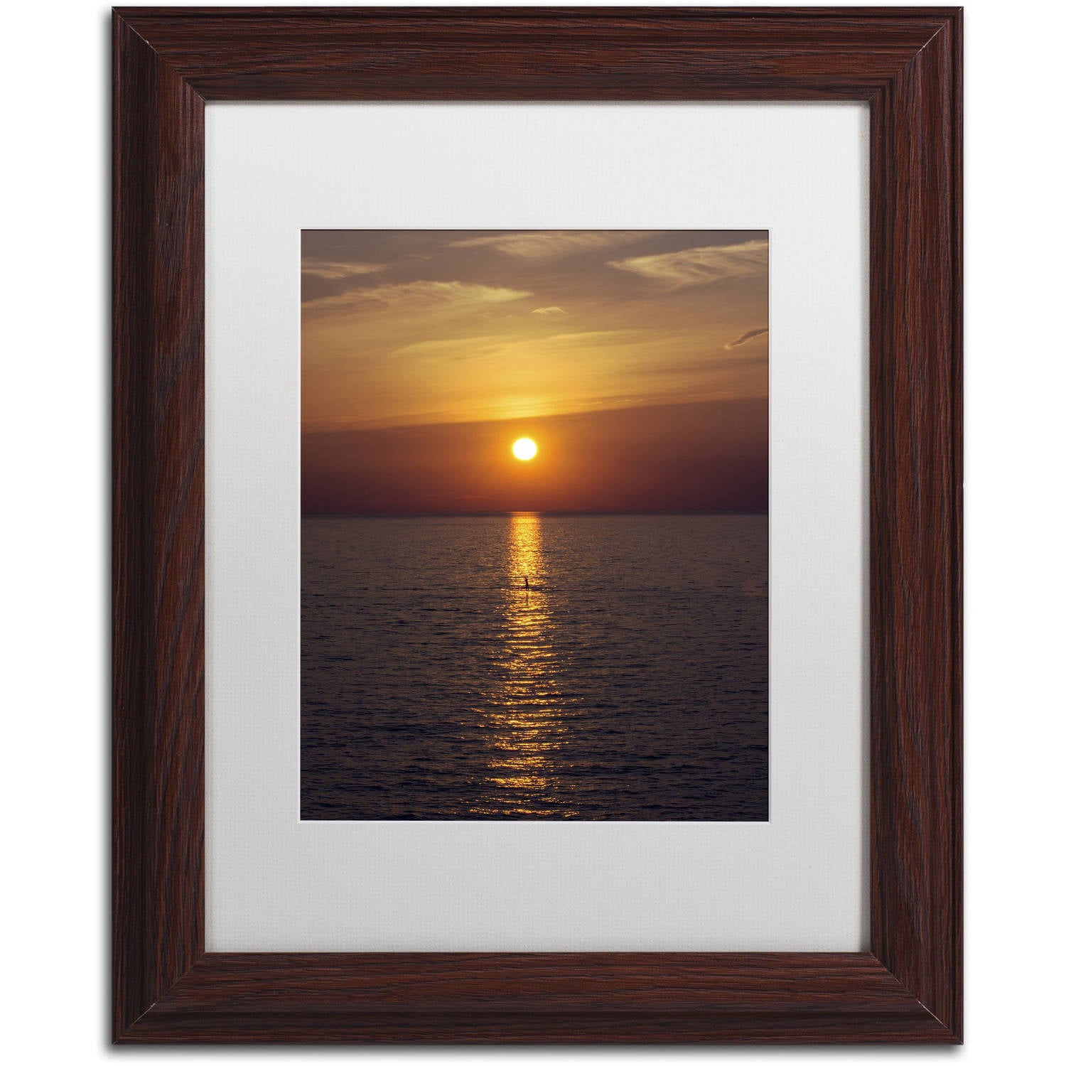 Trademark Fine Art "Sunset Paddleboard" Canvas Art by Kurt Shaffer, White Matte, Wood Frame
