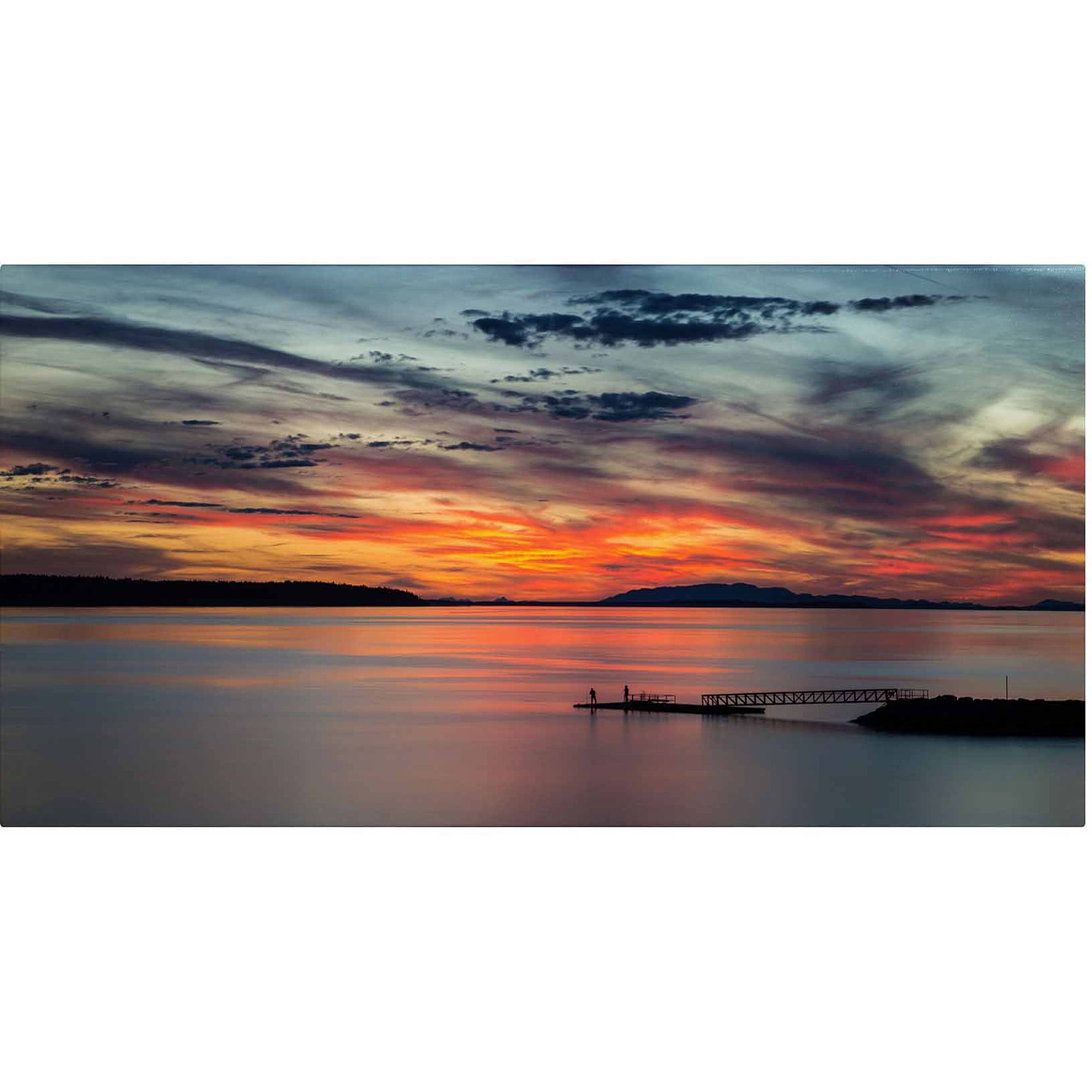 Sunset Pier Landscape Canvas Art in Vibrant Colors