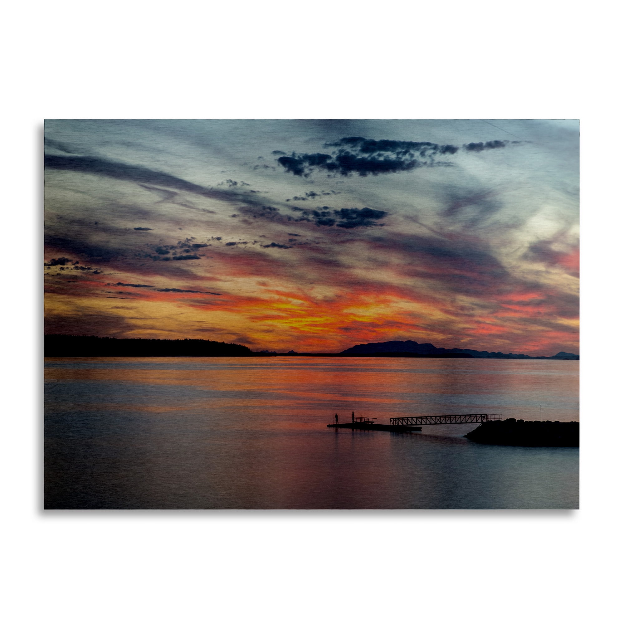 Trademark Fine Art 'Sunset Pier' Floating Brushed Aluminum Art by Pierre Leclerc