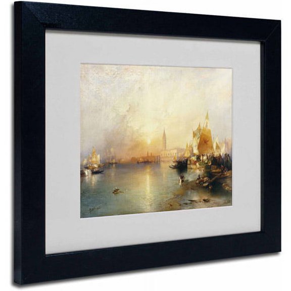 Trademark Fine Art "Sunset Venice 1902" Canvas Art by Thomas Moran, Black Frame